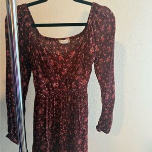 Altar'd State Burgundy Floral Long Sleeve Dress